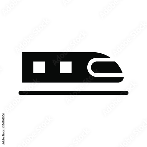 Train icon on isolated white background, Train glyph icon, Solid vector sign, Glyph style pictogram isolated on white. Train icon vector illustration