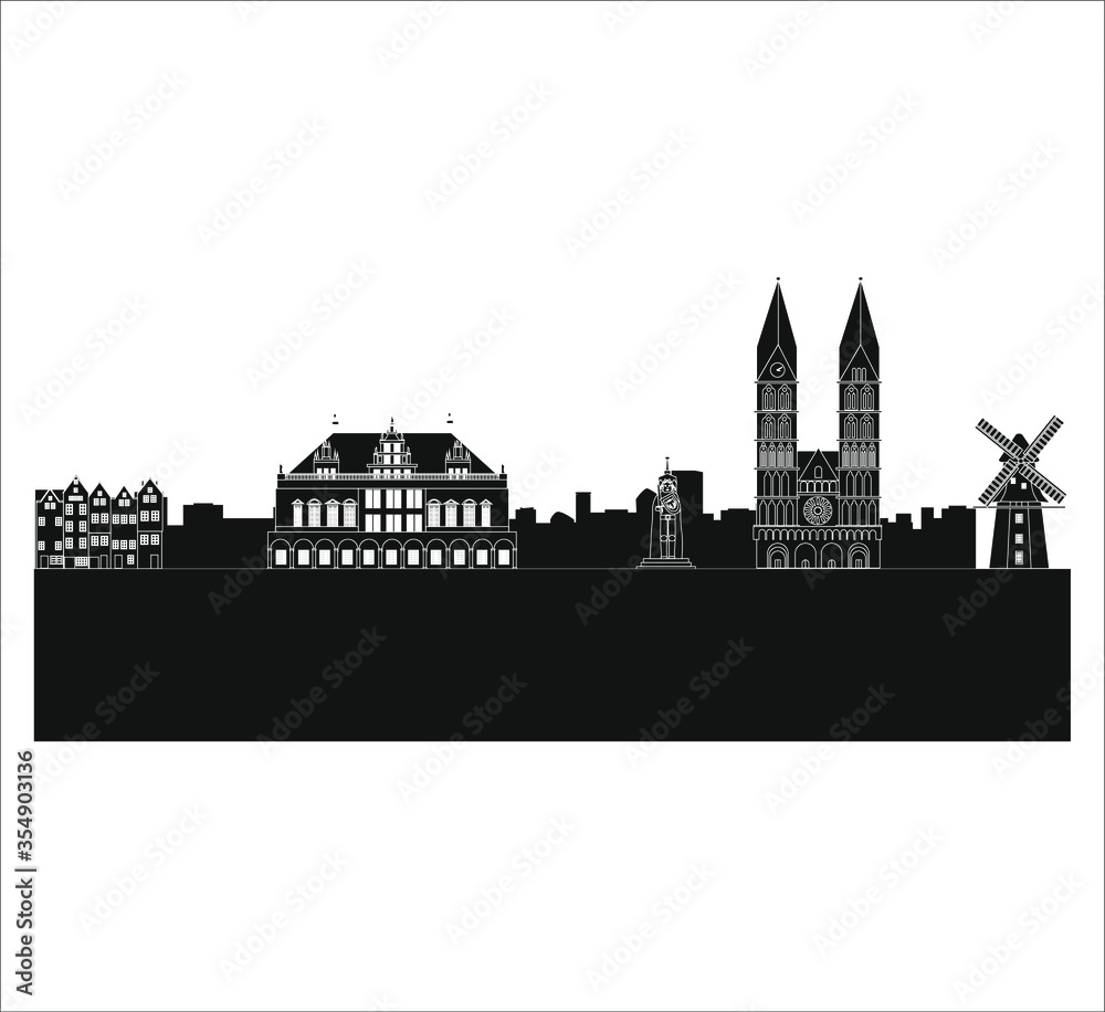 Skyline of the city of Bremen in Germany. illustration for web and mobile design.