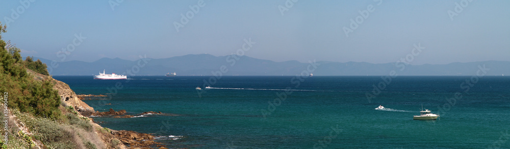 Panoramic view of Tirrenian sea in summer. Piombino. Italy. Panoramic view of Tirrenian sea in summer. Piombino. Italy.