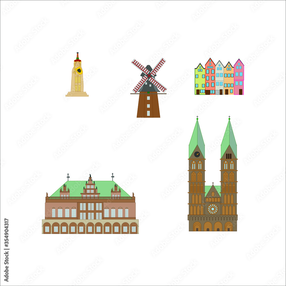 Fototapeta premium Skyline of the city of Bremen in Germany. illustration for web and mobile design.