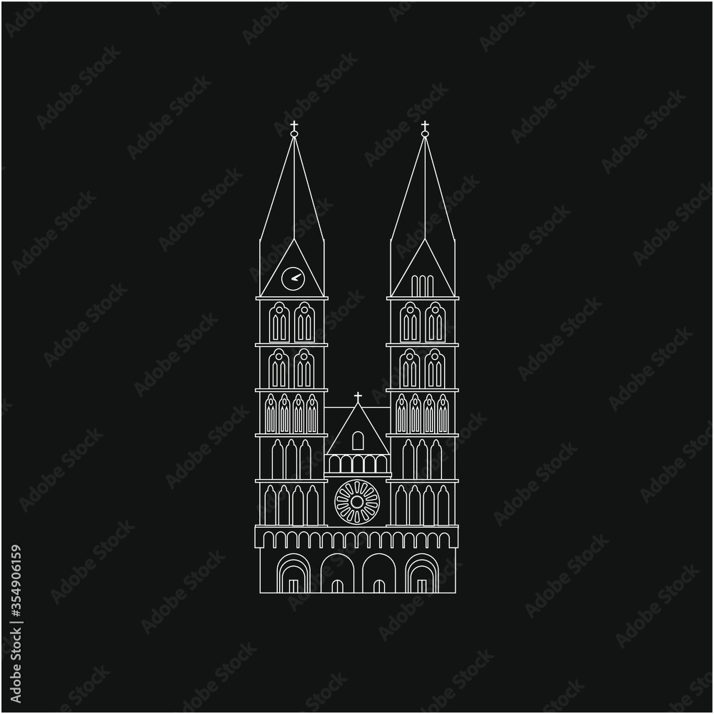 vector cathedral, city of bremen in germany. illustration for web and mobile design.