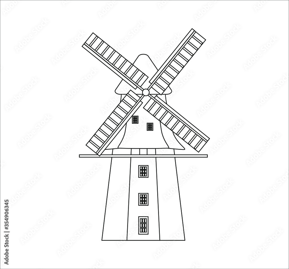 mill of the city of bremen in germany. illustration for web and mobile design.