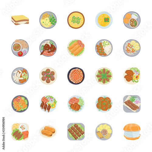 Dishes Flat Vector Icons Pack 