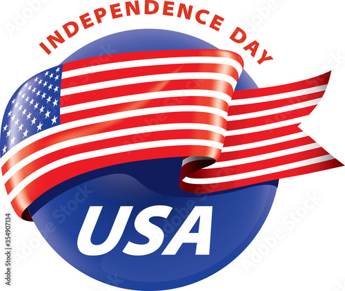 Independence day background and badge logo with US flag