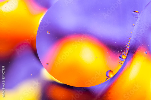 Biology, physics or chemistry abstract background. Space or planets universe cosmic pattern. Abstract molecule atom structure. Water bubbles. Macro shot of air or molecule.