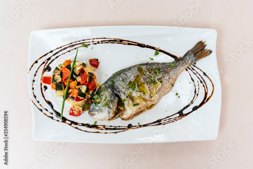 Roasted fish with vegetables