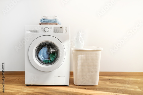 Washing with washing machine photo