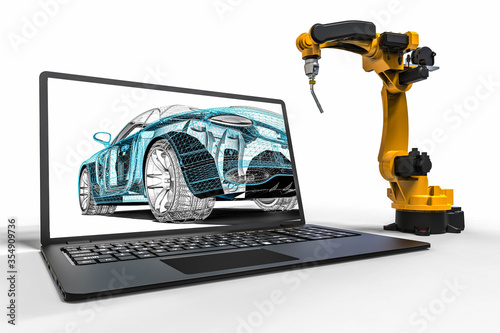 3D render image representing Automotive manufacturing process
