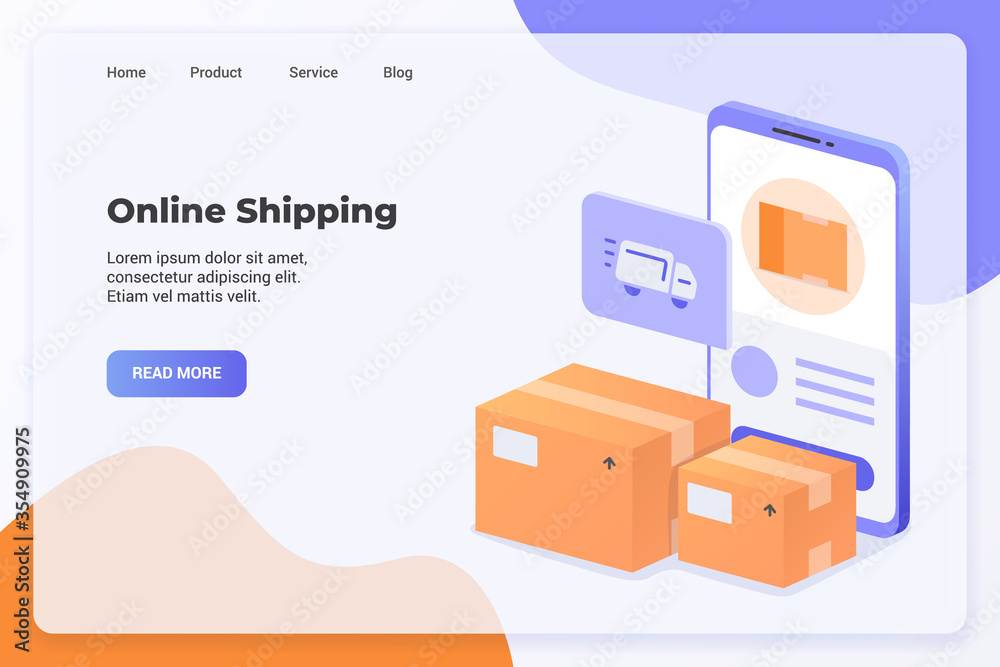 Delivery service with online shipping campaign concept for website template landing or home page website.modern flat cartoon style