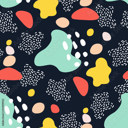 pattern with abstract colored spots on a blue background