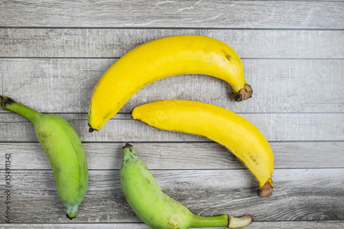 .Fresh banana on a wooden table