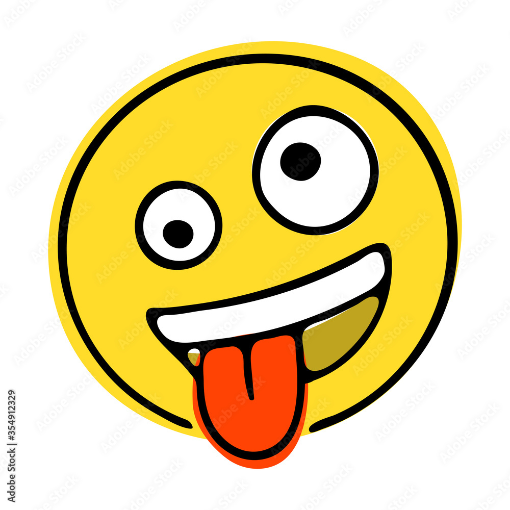 Zany Face emoji. A yellow face with a big grin and wide, white eyes