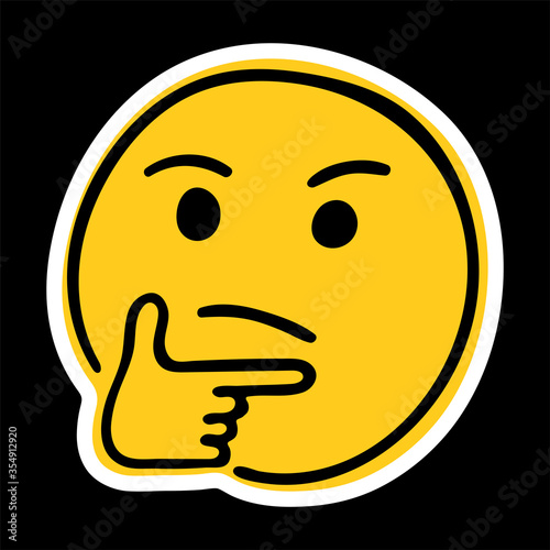 Thinking Face emoji. Doodle thinking emoji
