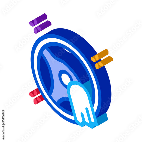 steering wheel cleaning icon vector. isometric steering wheel cleaning sign. color isolated symbol illustration