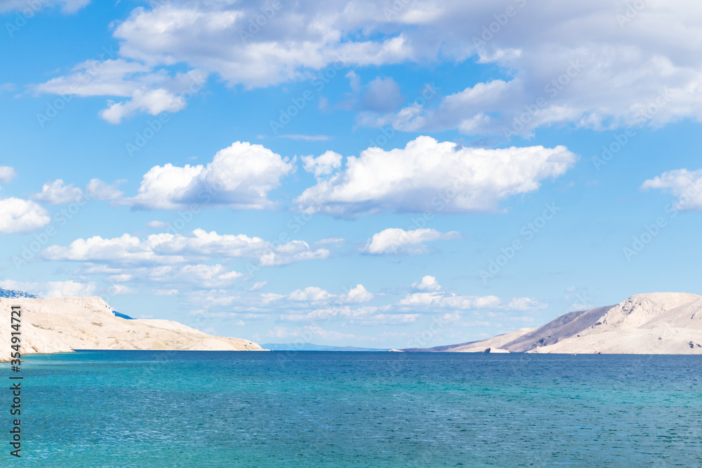 Rucica beach on dry rocky Pag island, Croatia. Rucica beach on dry rocky Pag island, Croatia.