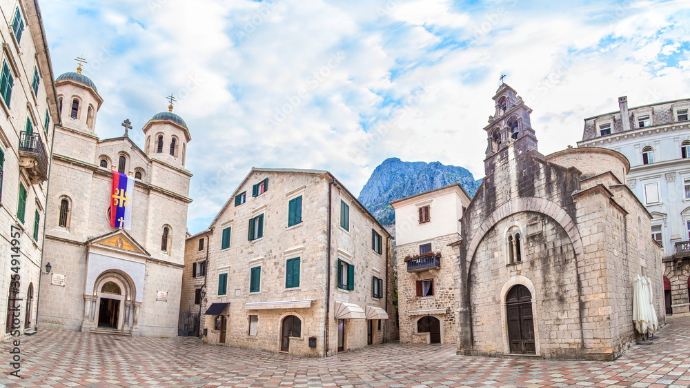 architecture of Kotor old town in Montenegro