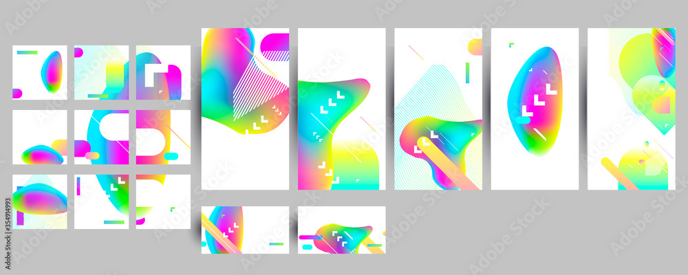 Set of templates for social media in the style of Minimal covers design. Colorful halftone gradients. Future geometric patterns. EPS10 vector Set of templates for social media in the style of Minimal covers design. Colorful halftone gradients. Future geometric patterns. EPS10 vector