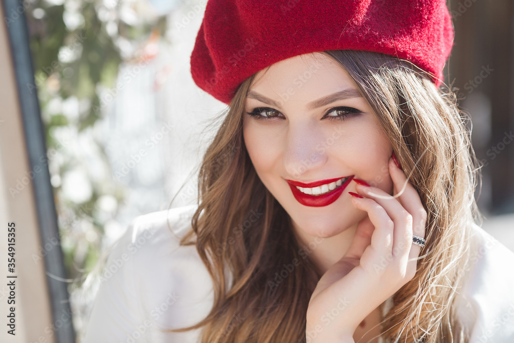 Very attractive young woman outdoors. Close up portrait of lovely lady Very attractive young woman outdoors. Close up portrait of lovely lady