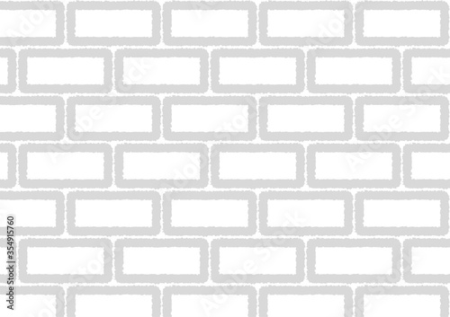 White gray brick old wall vector wallpaper texture on white background.