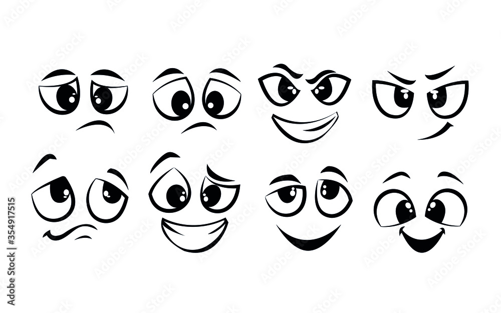 Set cute Cartoon Eye In Vector High quality original trendy vector set