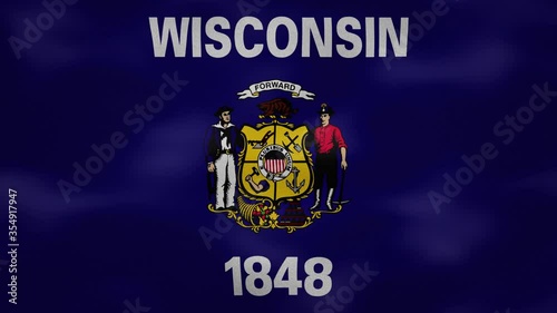 Wisconsin US dense flag fabric wavers, perfect loop for background photo