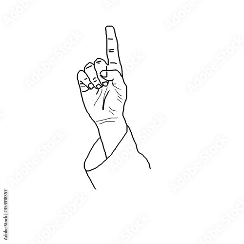 Hand shows number one. One finger up illustration