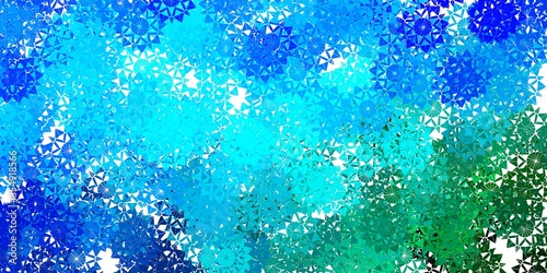 Light Blue, Green vector pattern with colored snowflakes.