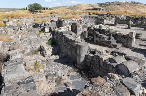 The ruins  of the Greek - Roman city of the 3rd century BC - the 8th century AD Hippus - Susita on the Golan Heights near the Sea of Galilee - Kineret, Israel photo