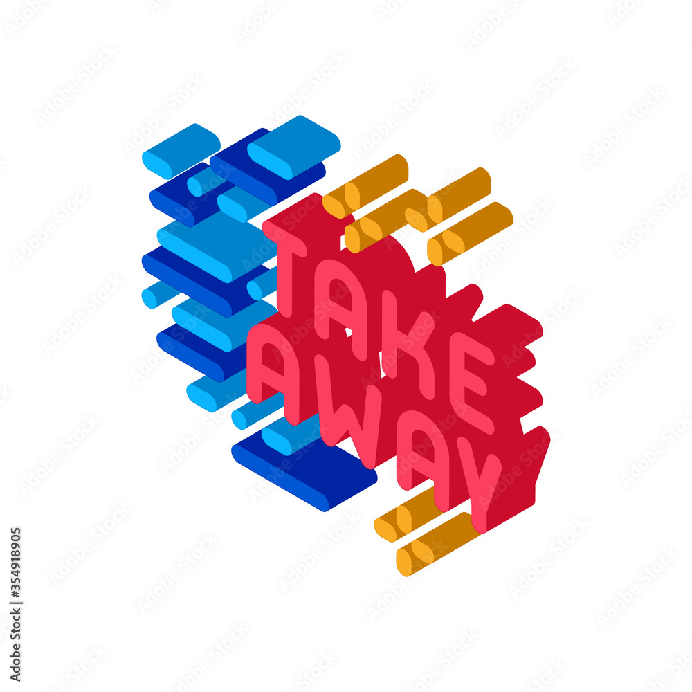 take away icon vector. isometric take away sign. color isolated symbol illustration take away icon vector. isometric take away sign. color isolated symbol illustration