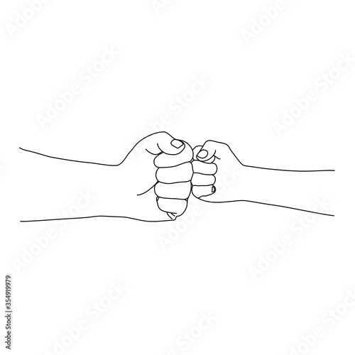 Kids are holding hand on blue background. Harmonious, Encourage, Business, family, communication, friendship and love concept. Illustration vector.