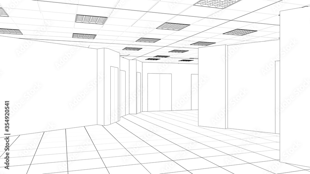 empty pavilion, contour visualization, 3D illustration, sketch, outline empty pavilion, contour visualization, 3D illustration, sketch, outline