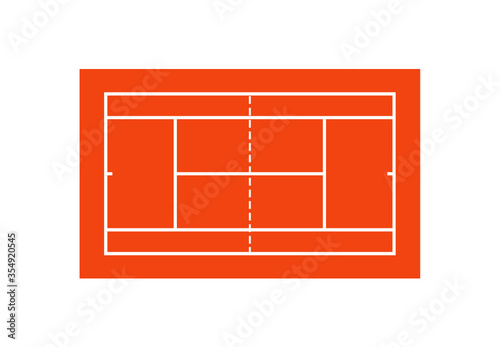 Vector tennis court. Tennis court vector illustration. Orange tennis court.  Tennis yard vector design. 