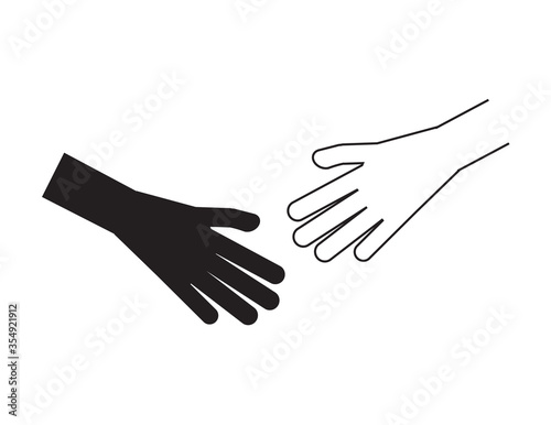 Black hand and White hand on White background