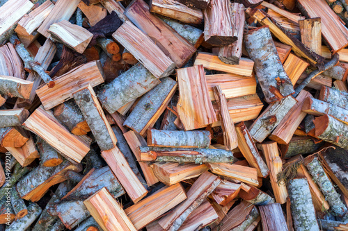 split logs of wood piled together