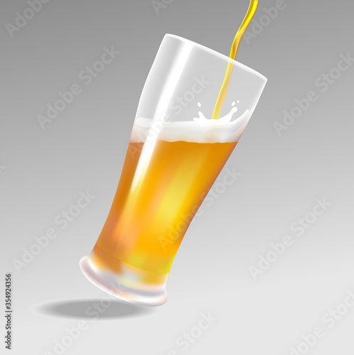   A stream of cold beer filling the glass