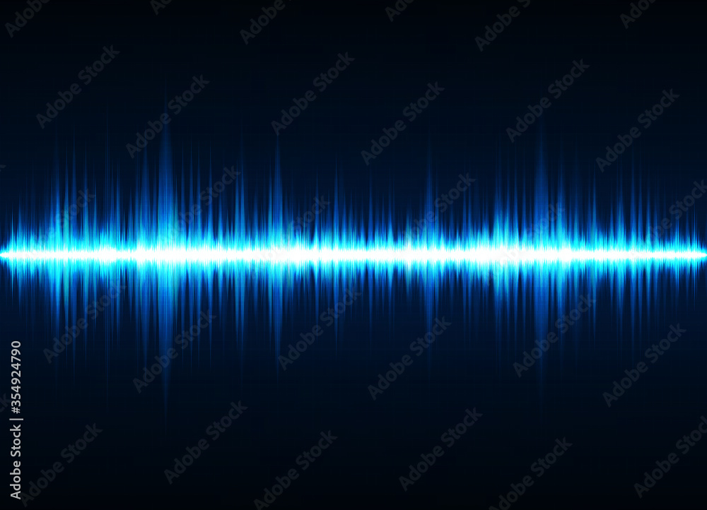 Blue sound waves, Equalizer for music, audio waveform