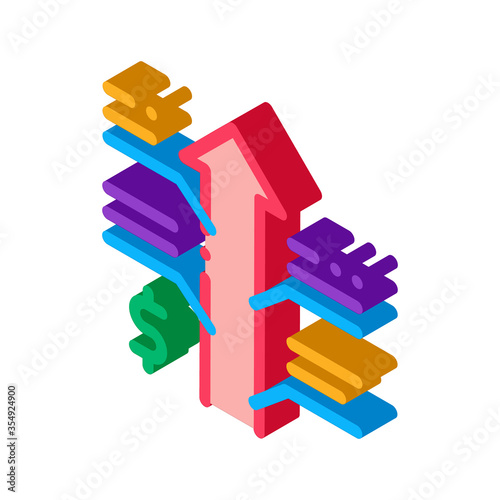 exchange rate appreciation icon vector. isometric exchange rate appreciation sign. color isolated symbol illustration