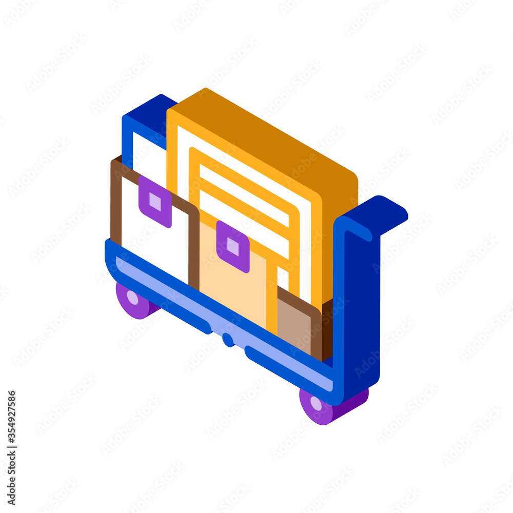 parcel trolley icon vector. isometric parcel trolley sign. color isolated symbol illustration parcel trolley icon vector. isometric parcel trolley sign. color isolated symbol illustration