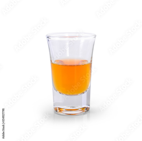 Glasses of whiskey and alcohol isolated over white