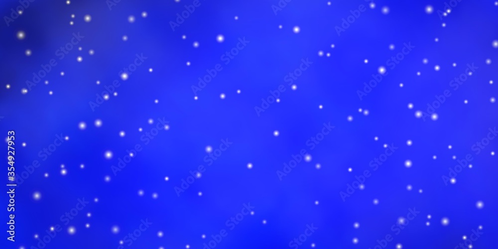Dark BLUE vector layout with bright stars. Shining colorful illustration with small and big stars. Pattern for new year ad, booklets.
