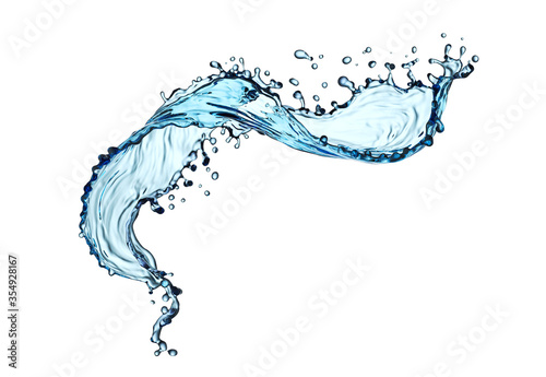 blue water liquid splash isolated on white background, 3d illustration with Clipping path.