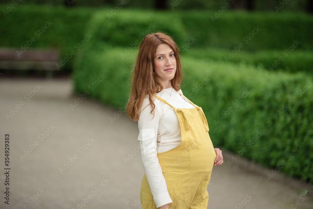 Beautiful pregnant girl walking in the Park. Beautiful pregnant girl walking in the Park.