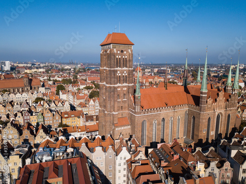 Aerial view Saint Mary Cathedral in Gdansk Poland