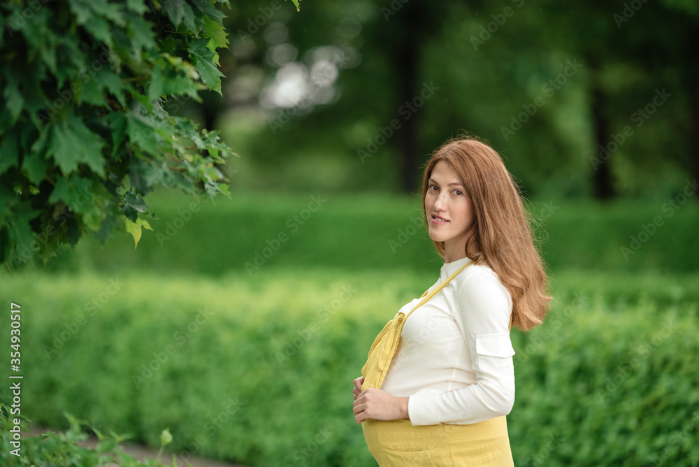 Beautiful pregnant girl walking in the Park. Beautiful pregnant girl walking in the Park.
