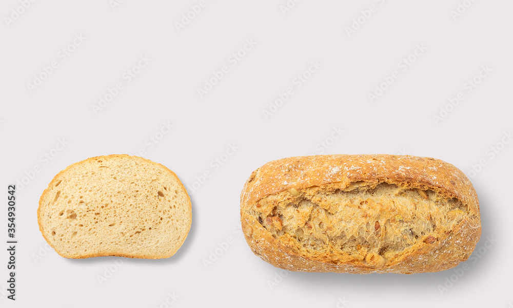 Small baguette bread on a white background Small baguette bread on a white background