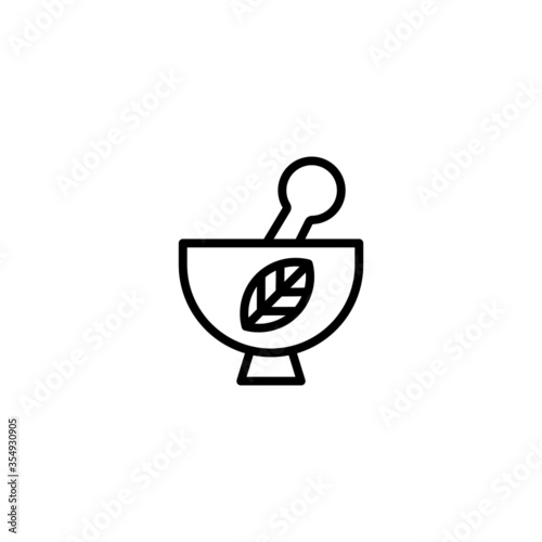 Herb vector icon in linear, outline icon isolated on white background