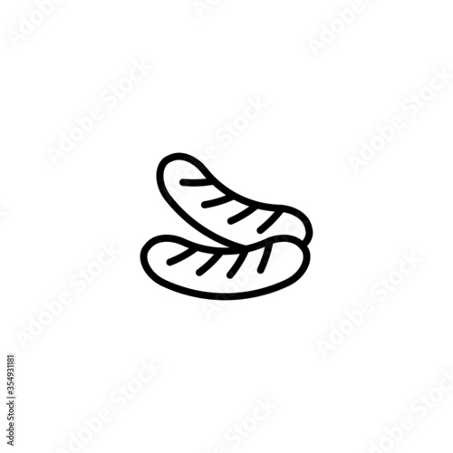 Sausages vector icon in linear, outline icon isolated on white background