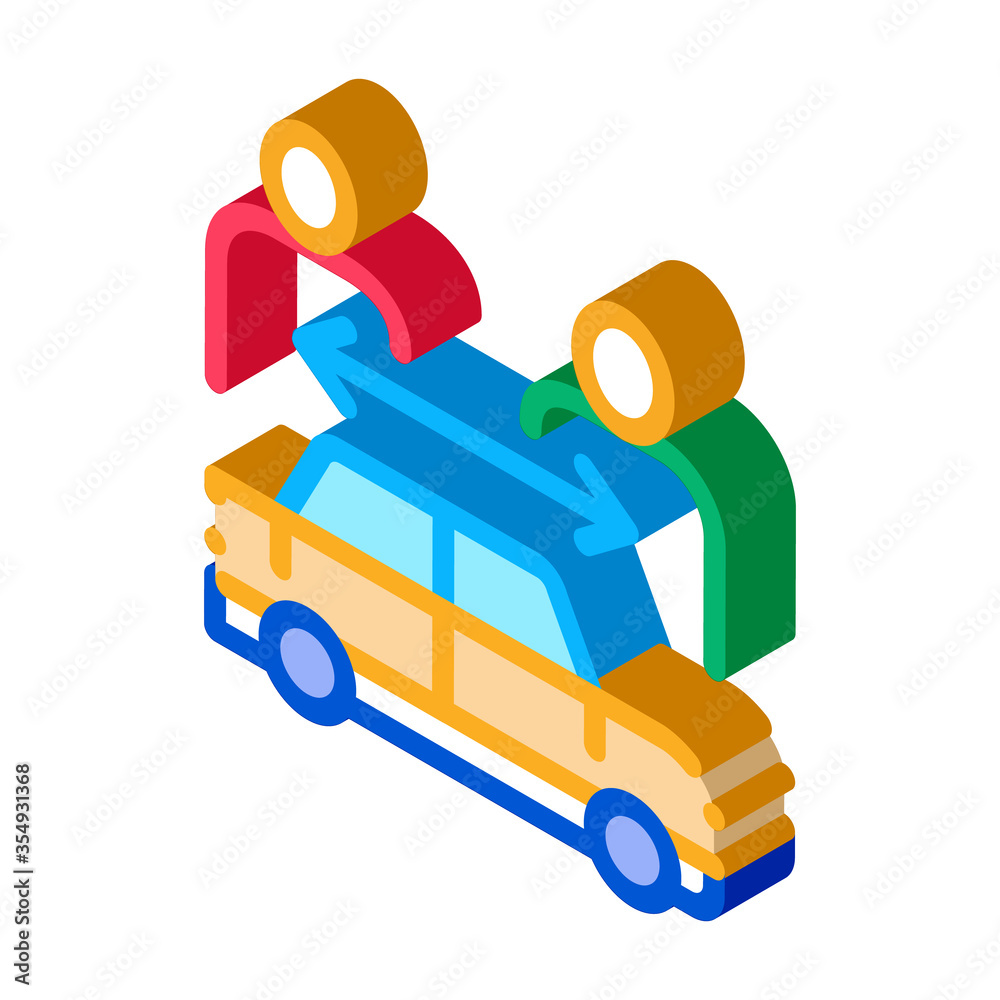 Naklejka premium two buyers per car icon vector. isometric two buyers per car sign. color isolated symbol illustration