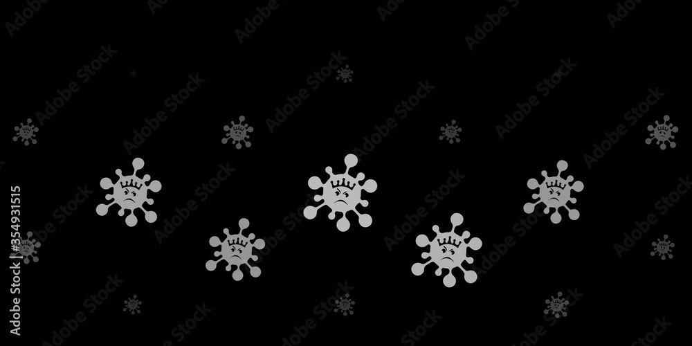 Dark gray vector background with covid-19 symbols. Dark gray vector background with covid-19 symbols.