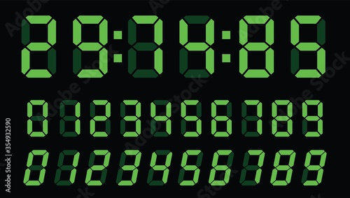 digital clock number set. Electronic Counter, calculator number. Vector illustration.